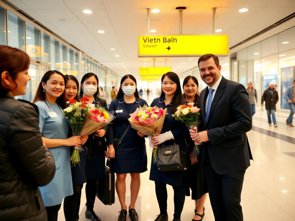 Điều dưỡng viên Kaizen tại sân bay Frankfurt