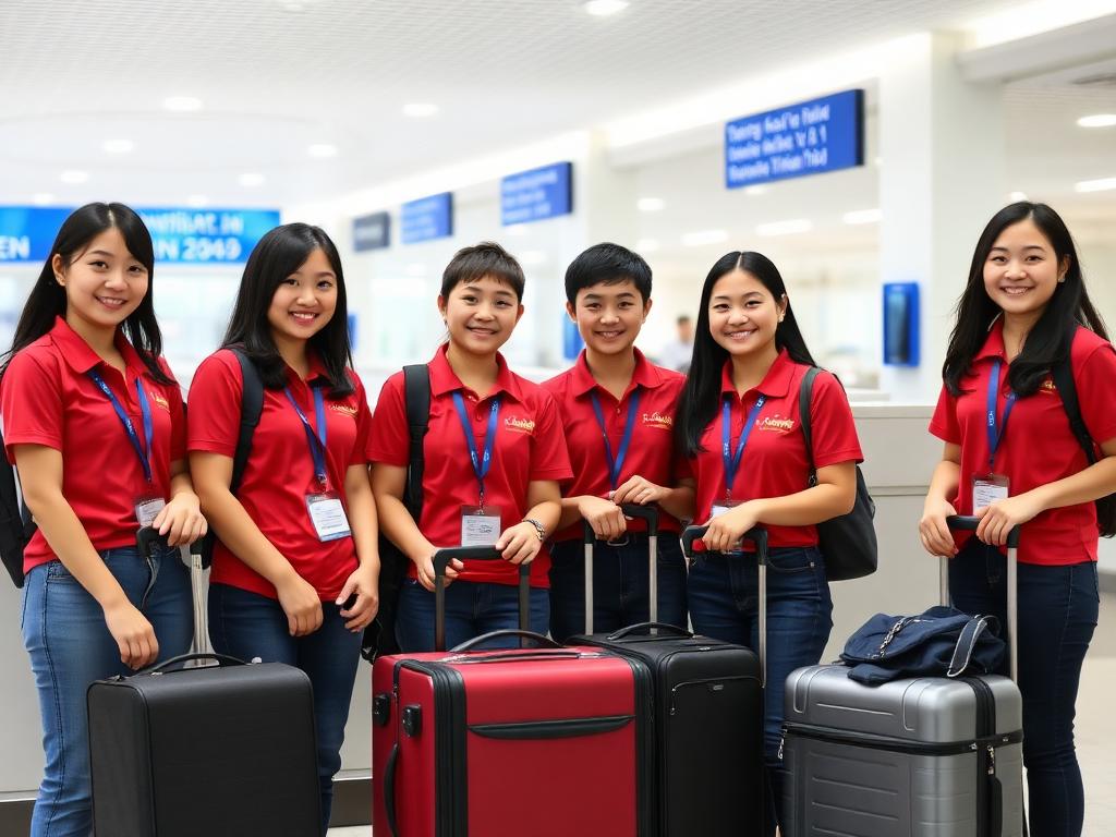 Đoàn du học sinh Kaizen tại sân bay